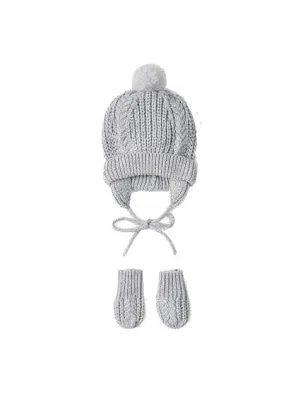 Mayoral Grey Knitted Hat & Mittens Gift Set