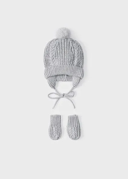 Mayoral Grey Knitted Hat & Mittens Gift Set