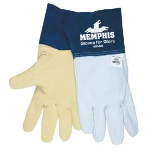MCR Safety Gloves for Glory, X-Large, Grain Goatskin/Cowhide, White/Blue, 4850KXL
