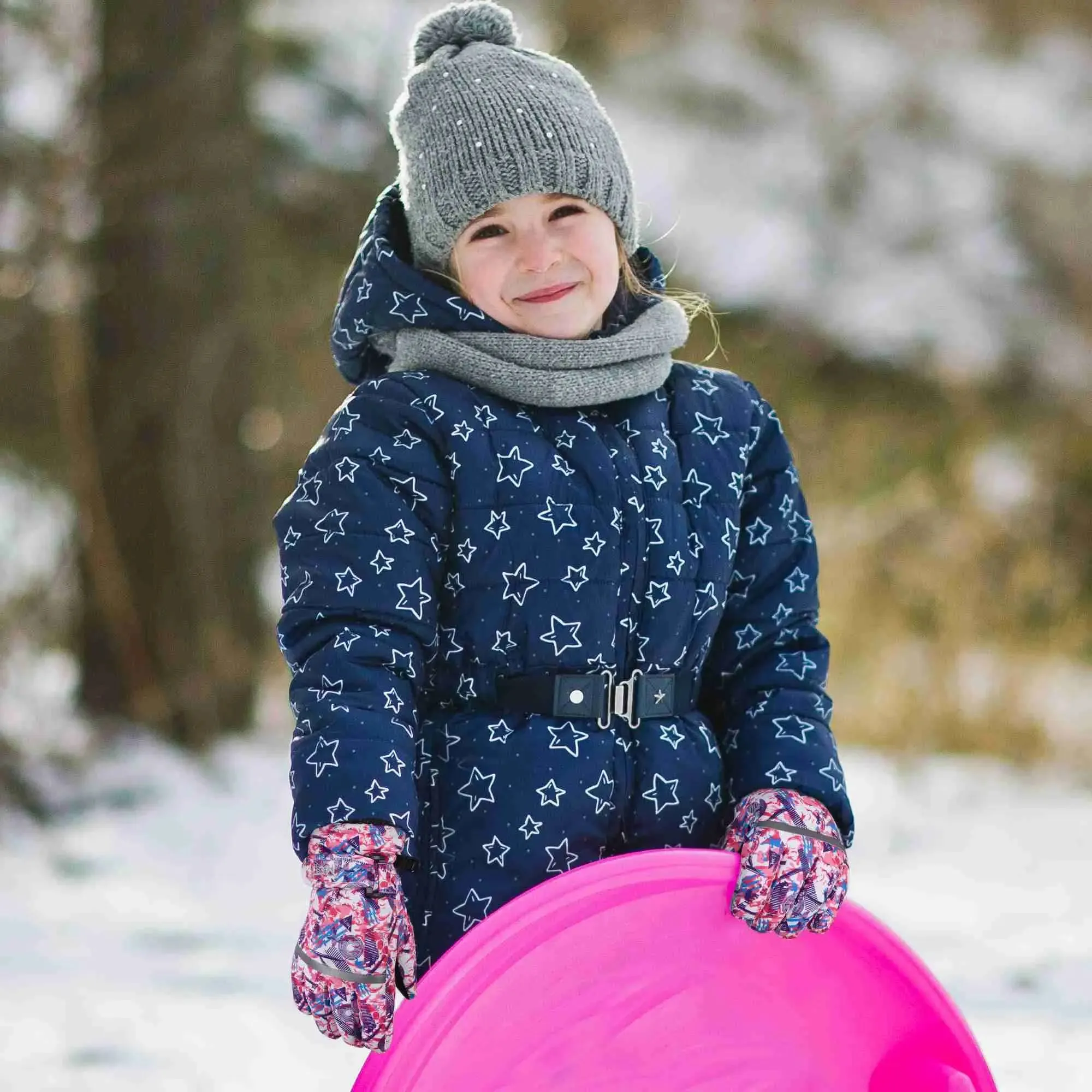 MCTi Kids Ski Gloves - Winter Waterproof Gloves with Knit Cuffs (5-13 Years)