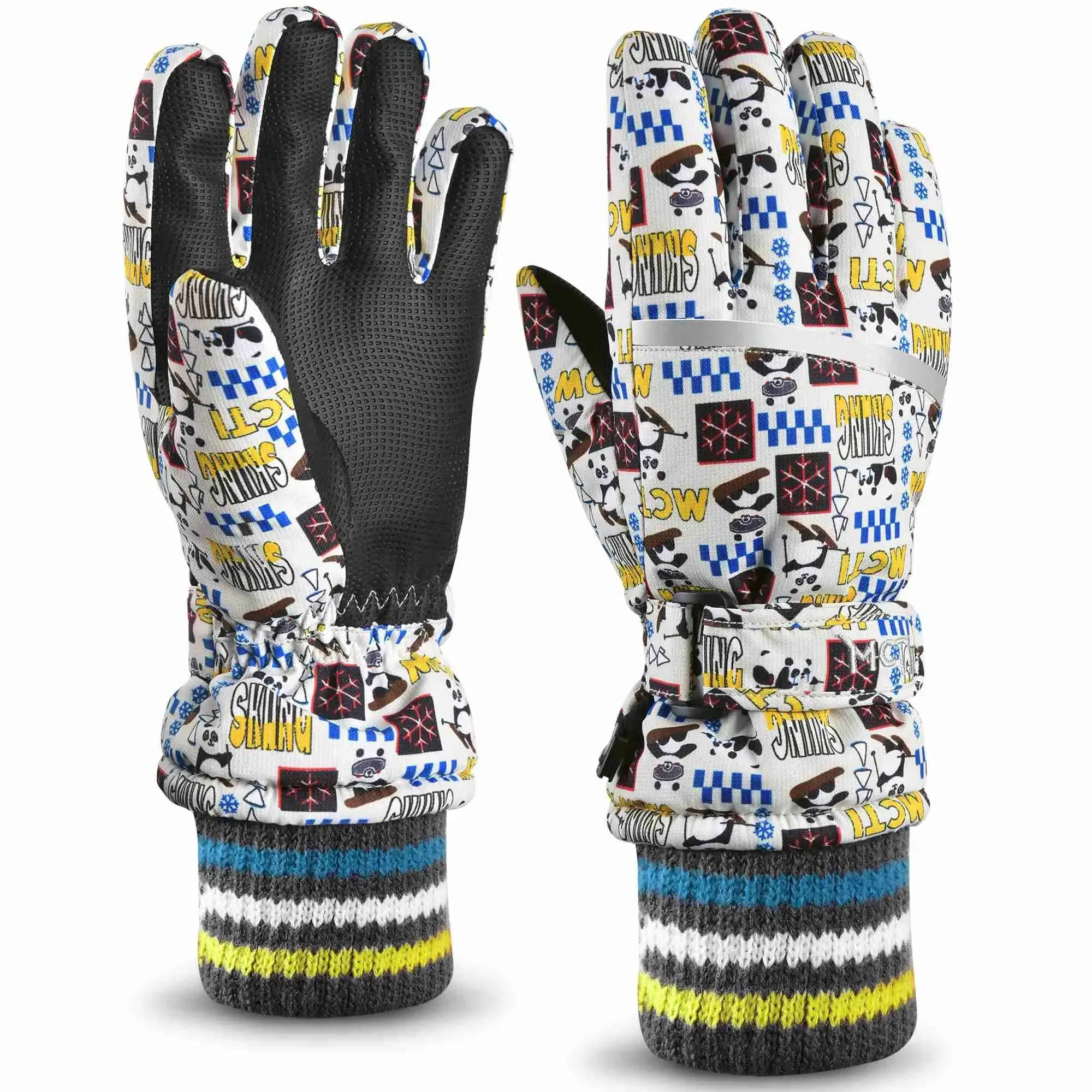 MCTi Kids Ski Gloves - Winter Waterproof Gloves with Knit Cuffs (5-13 Years)