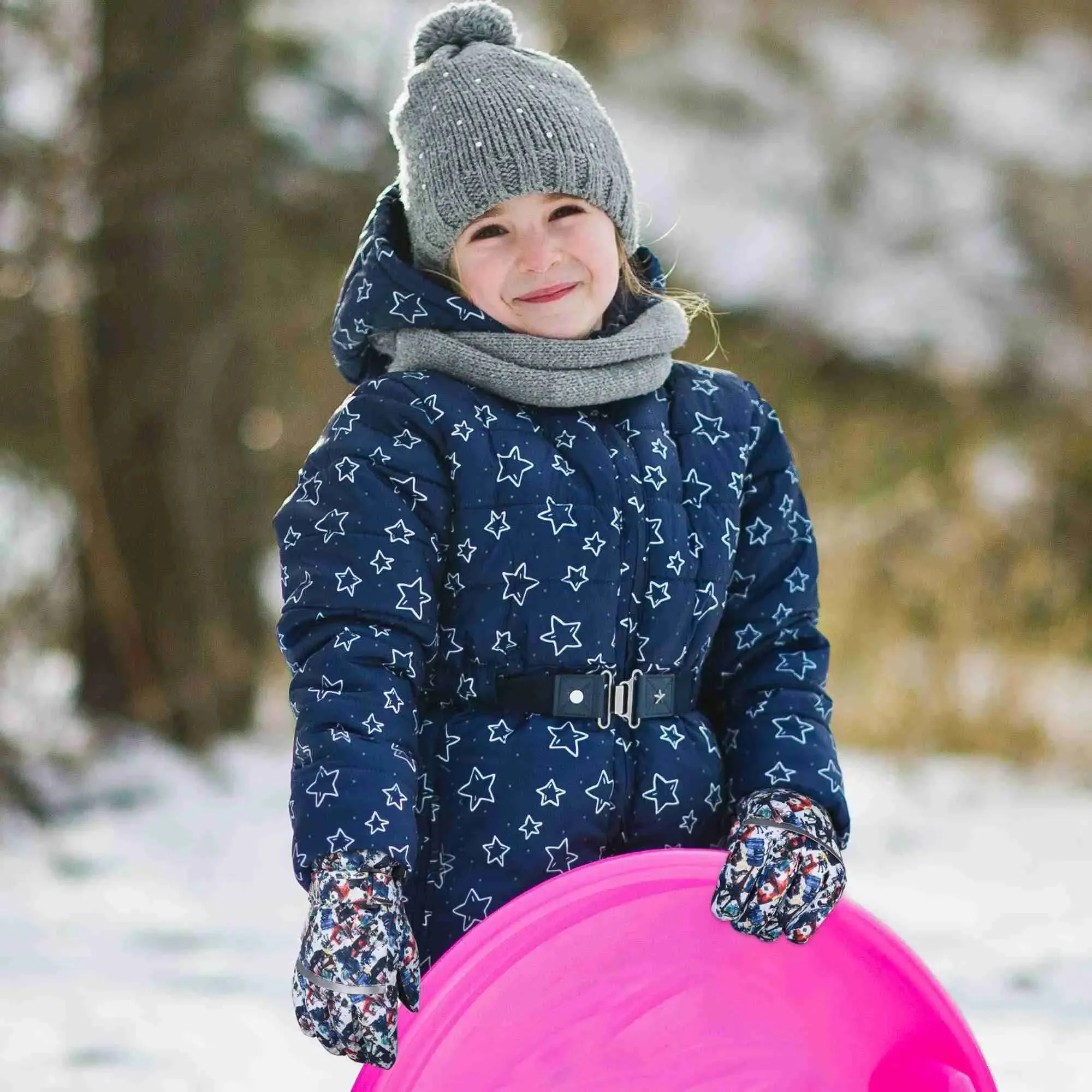 MCTi Kids Ski Gloves - Winter Waterproof Gloves with Knit Cuffs (5-13 Years)