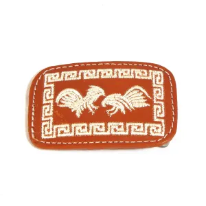MEB-39  Embroidered Western Leather Buckle - Fighting Cocks