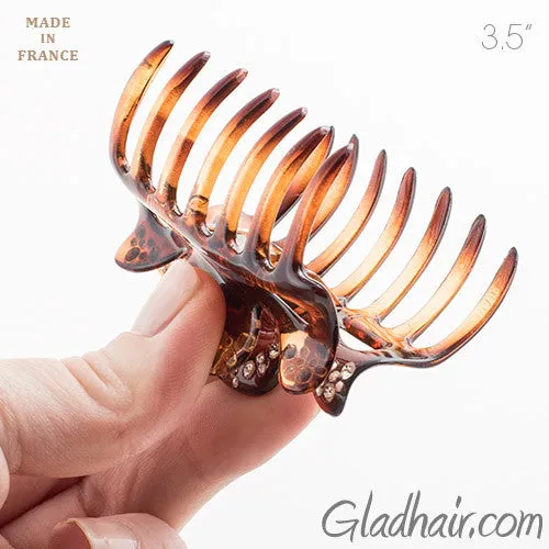 Medium French Tortoise Hair Claw with Stones