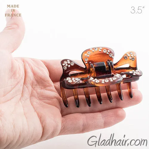 Medium French Tortoise Hair Claw with Stones