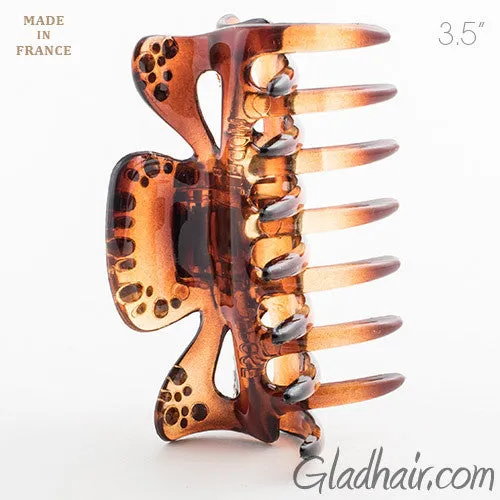 Medium French Tortoise Hair Claw with Stones