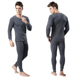 Men 2Pcs Cotton Thermal Underwear Set Winter Warm Thicken Long Johns Tops Bottom 3 Colors