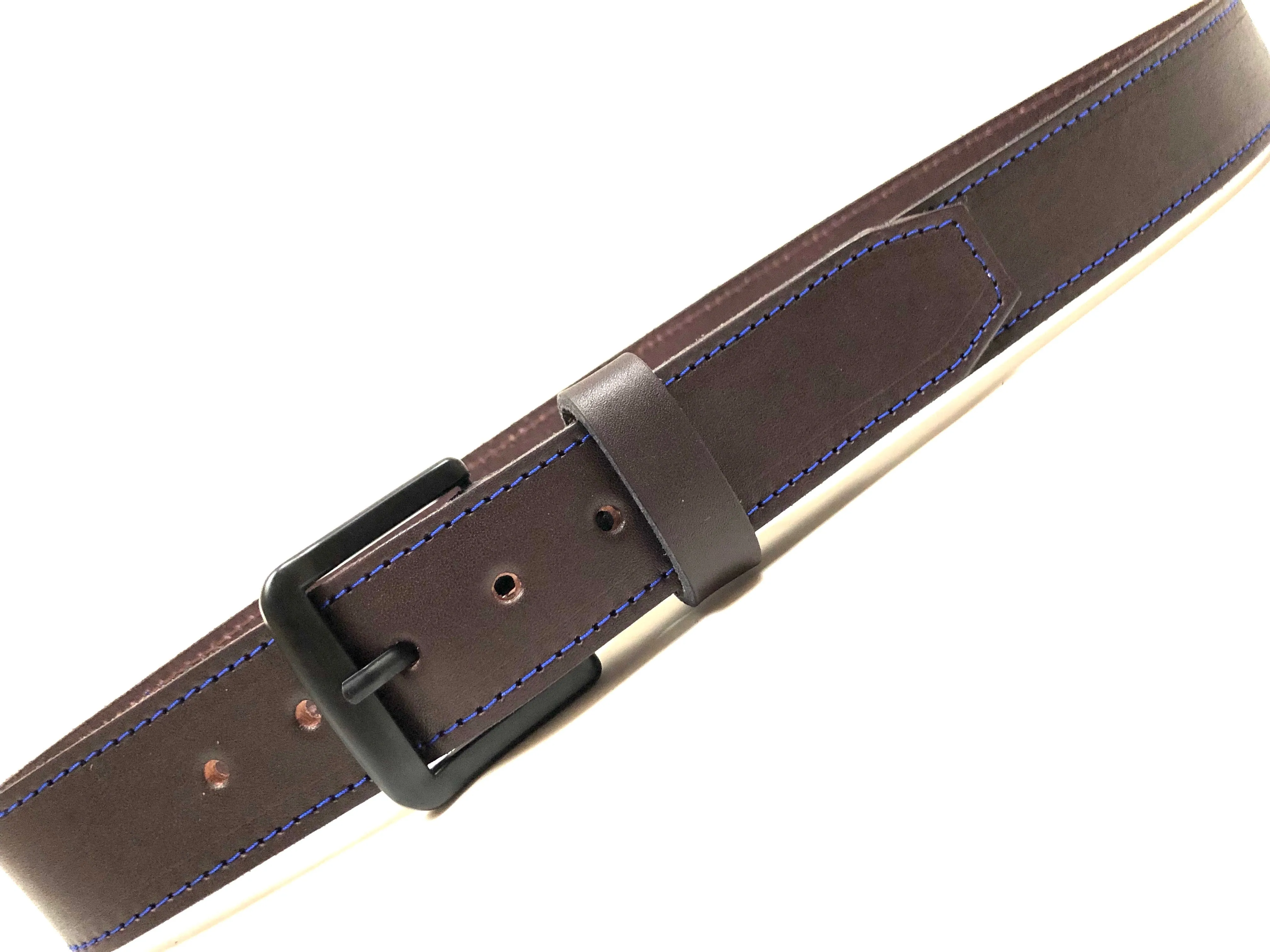 Men's Brown Leather Belt with Black Tone Buckle 34A5