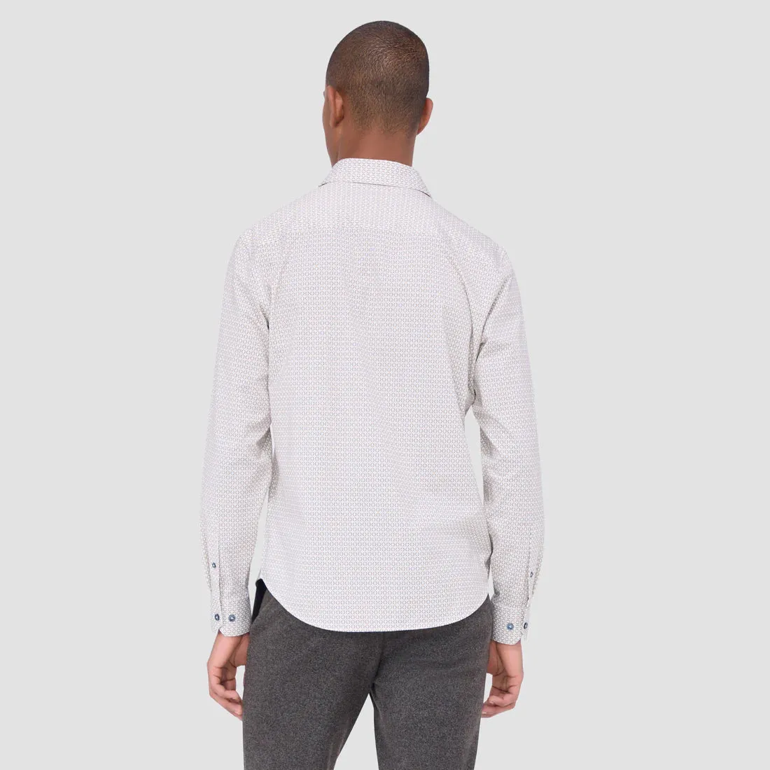 Men's Bugatchi | James Geometric OoohCotton® Shirt | Dijon