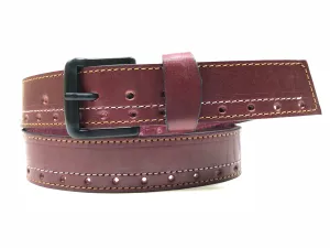 Men's Burgundy Leather Belt with Black Buckle 36A12