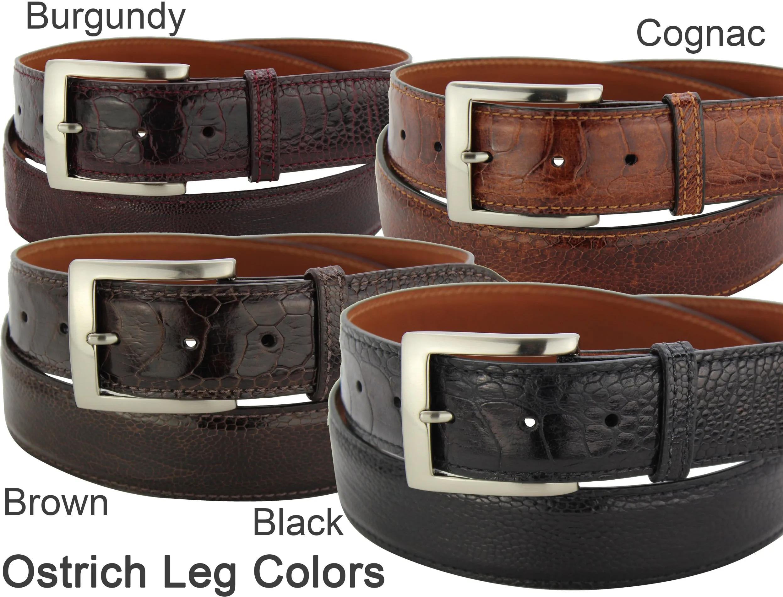 Men's Burgundy Ostrich Leg Designer Full Grain Leather Belt **Made To Order Allow 5 To 6 Weeks To Ship