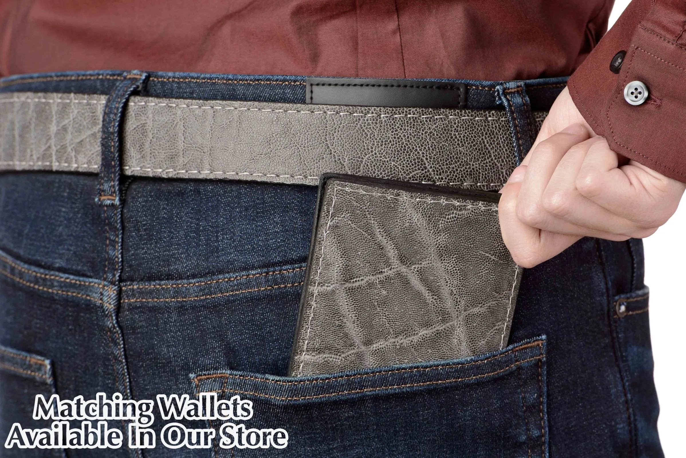 Men's Charcoal Gray Elephant Max Thickness Gun Belt