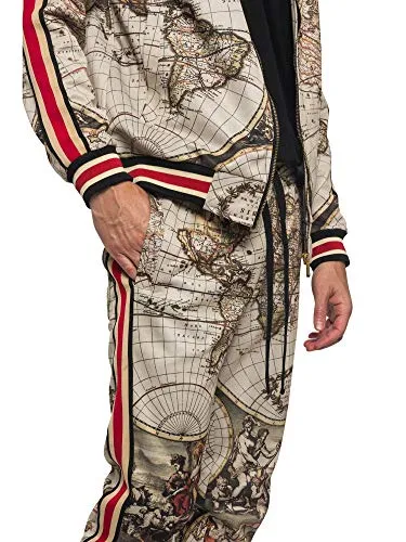 Men's Conquer Track Suits 2 Piece Sweatsuit Set ST573 - Tan - 3X-Large - CC8H