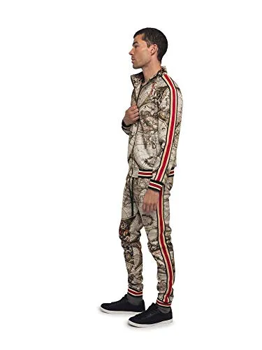 Men's Conquer Track Suits 2 Piece Sweatsuit Set ST573 - Tan - 3X-Large - CC8H