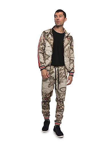 Men's Conquer Track Suits 2 Piece Sweatsuit Set ST573 - Tan - 3X-Large - CC8H