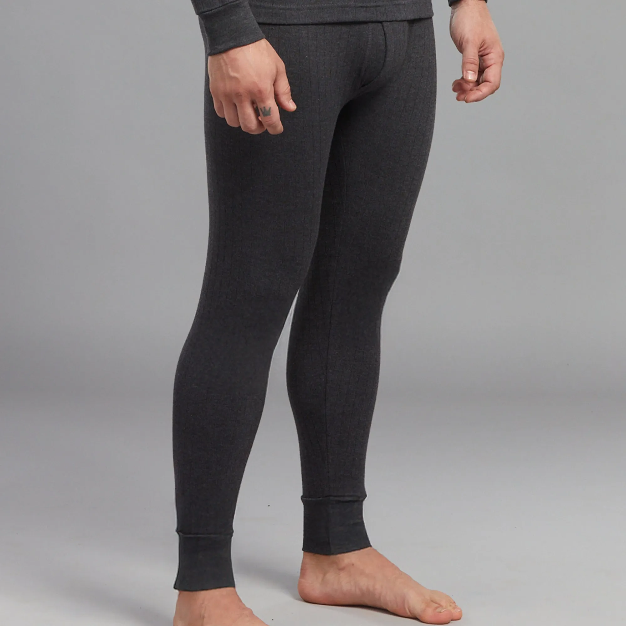 Men's Premium Cotton-Polyester Blend Slim Fit Parka Thermal Trousers with an Inner Elastic Waistband and Convenient Pocket Openings - Charcoal