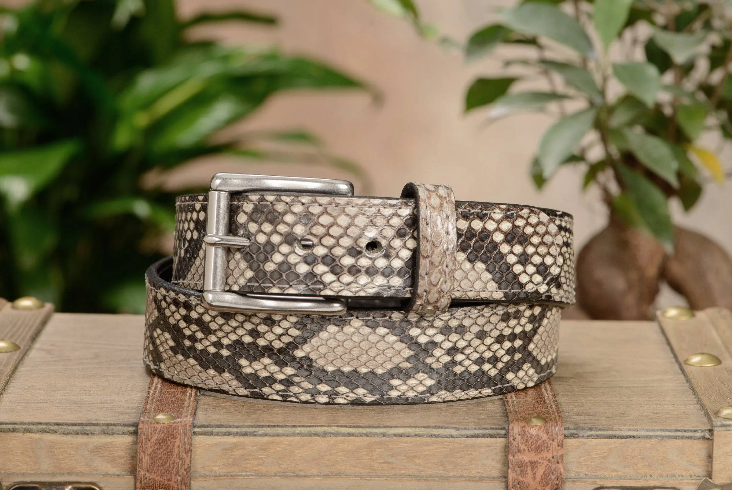Men's Python Snakeskin Max Thickness Gun Leather Belt