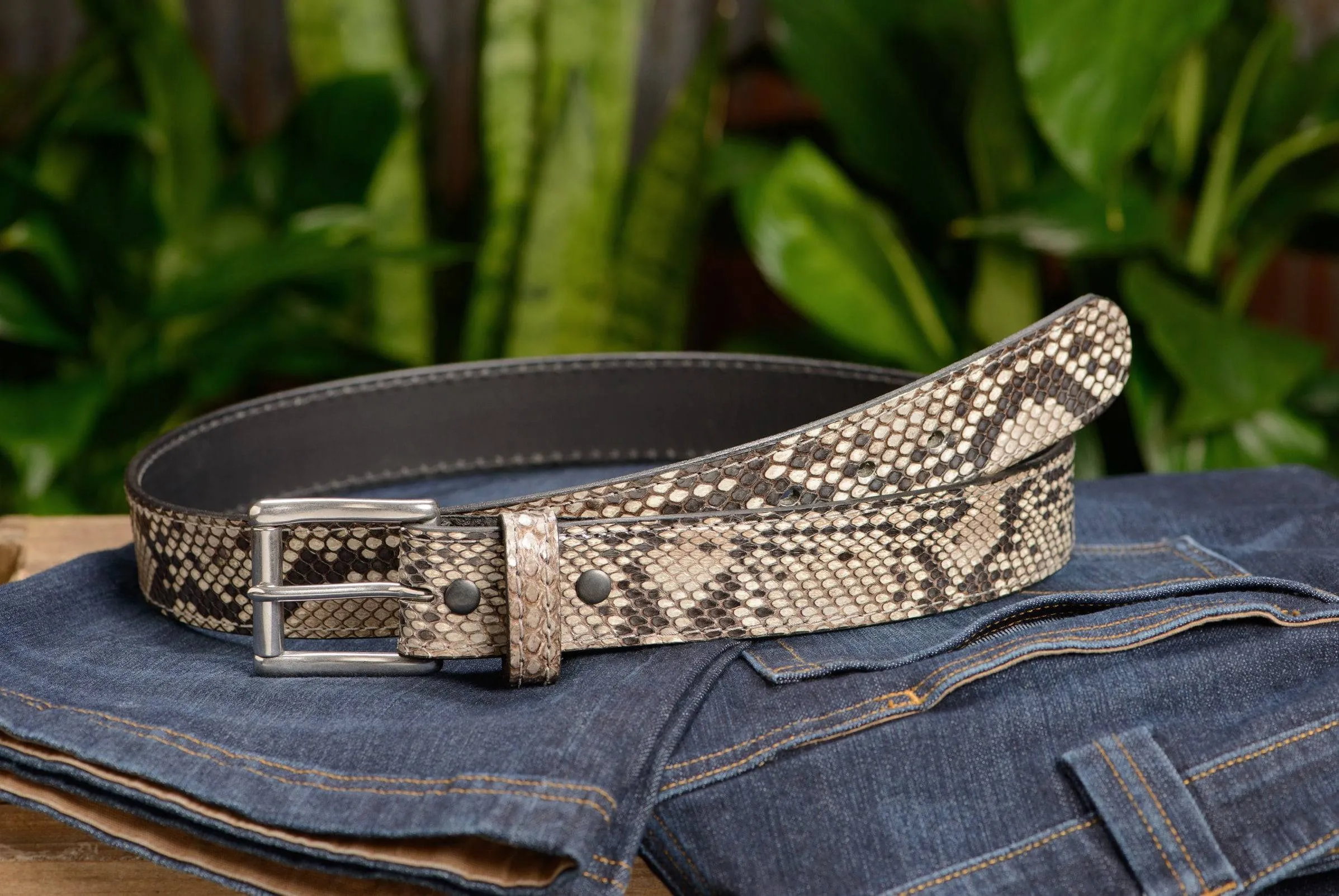 Men's Python Snakeskin Max Thickness Gun Leather Belt