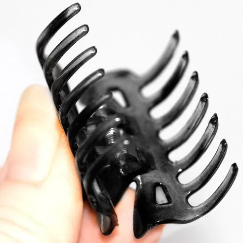 Mens Small Black Plastic Clamps for Men Long Hair- Card of 3
