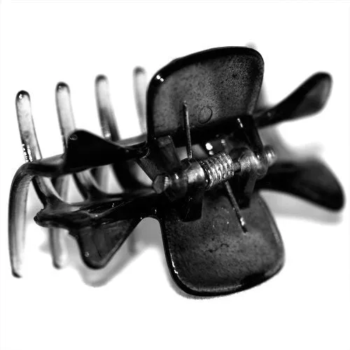 Mens Small Black Plastic Clamps for Men Long Hair- Card of 3