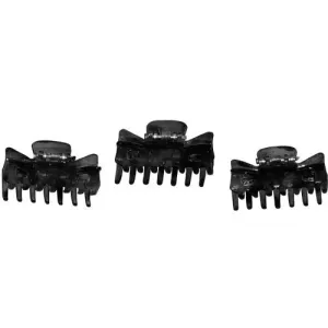 Mens Small Black Plastic Clamps for Men Long Hair- Card of 3
