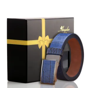 Men's Stainless Steel Buckle Blue Belt