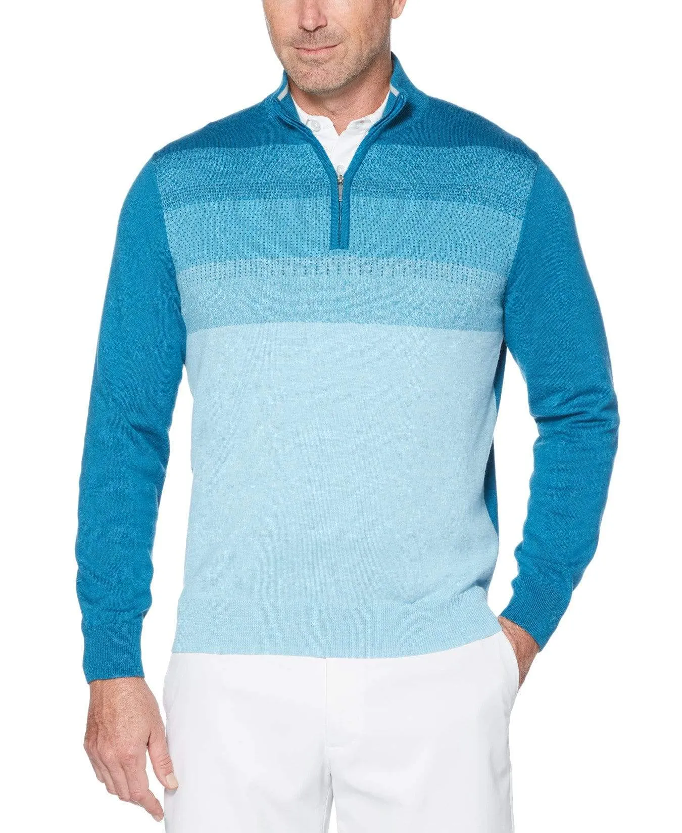 Mens Thermal Ombre Jacquard 1/4 Zip Sweater