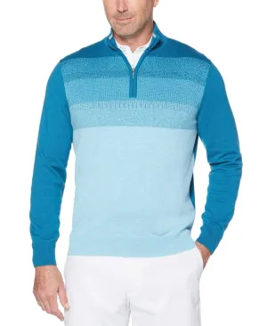 Mens Thermal Ombre Jacquard 1/4 Zip Sweater