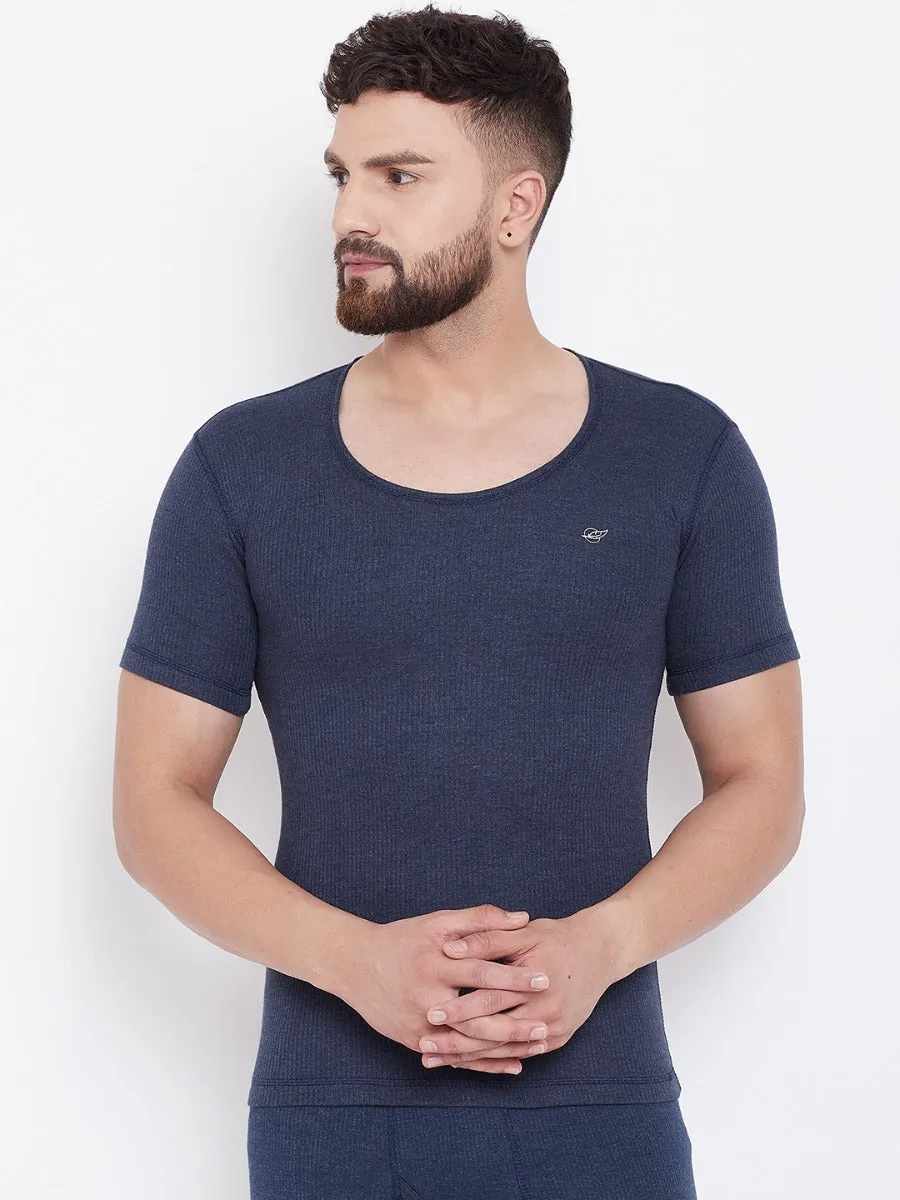 Men's Thermal Round Neck Half Sleeve - Denim (Velveti)
