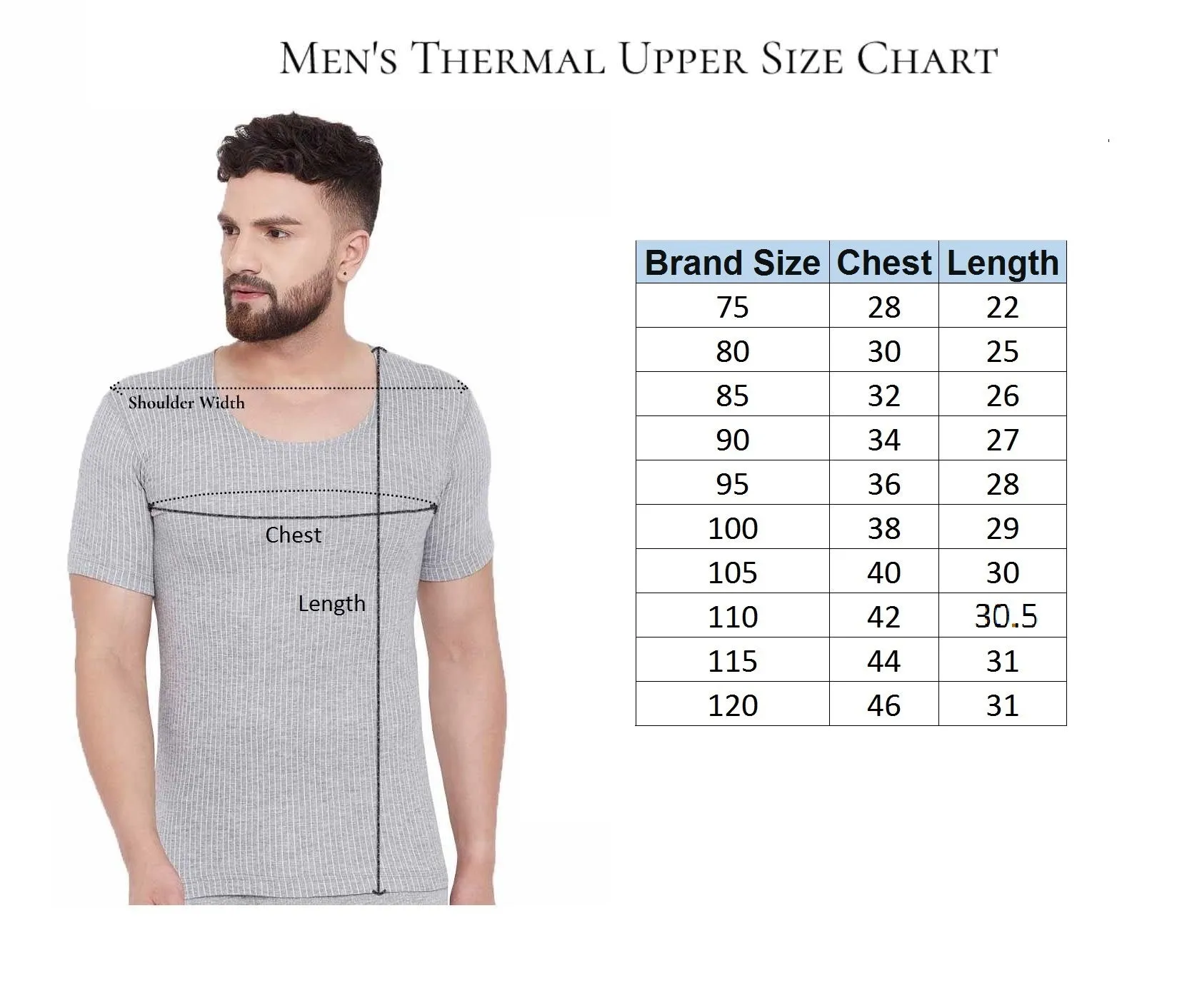Men's Thermal Round Neck Half Sleeve - Denim (Velveti)