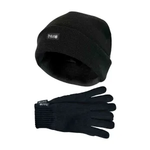Mens Thinsulate Knitted Thermal Hat & Gloves Set for Winter