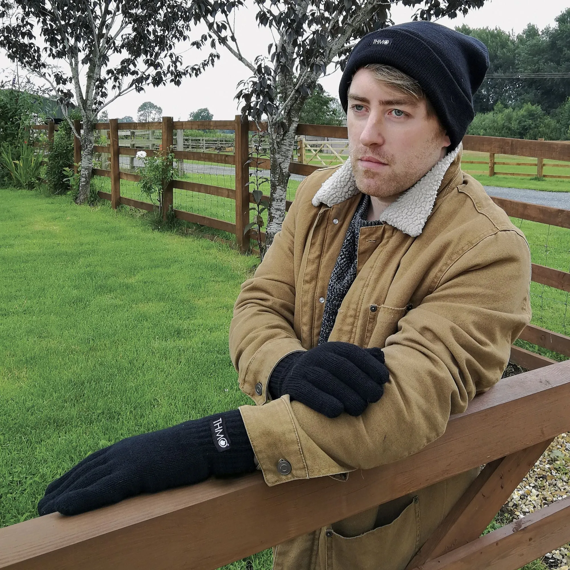 Mens Thinsulate Knitted Thermal Hat & Gloves Set for Winter