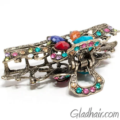 Metal Butterfly Style Hair Claw with Crystals