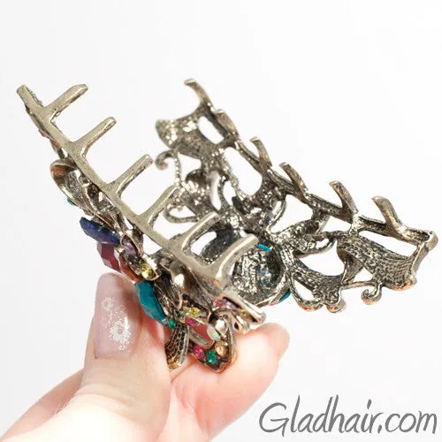 Metal Butterfly Style Hair Claw with Crystals