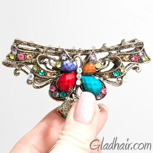 Metal Butterfly Style Hair Claw with Crystals