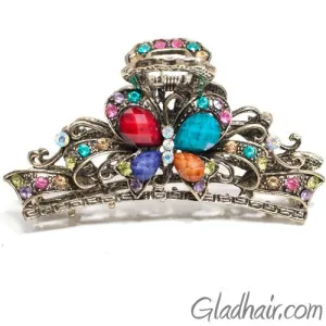 Metal Butterfly Style Hair Claw with Crystals