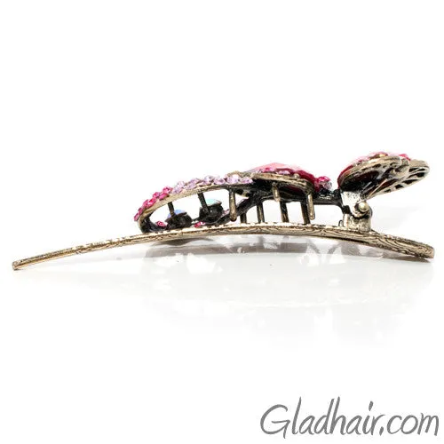 Metal Large Butterfly Style Beak Clip with Crystals