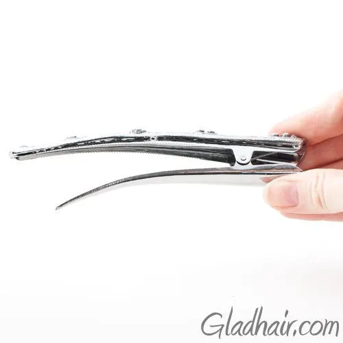Metal Silver Cut Out Beak Clip with Crystals - 1 Piece