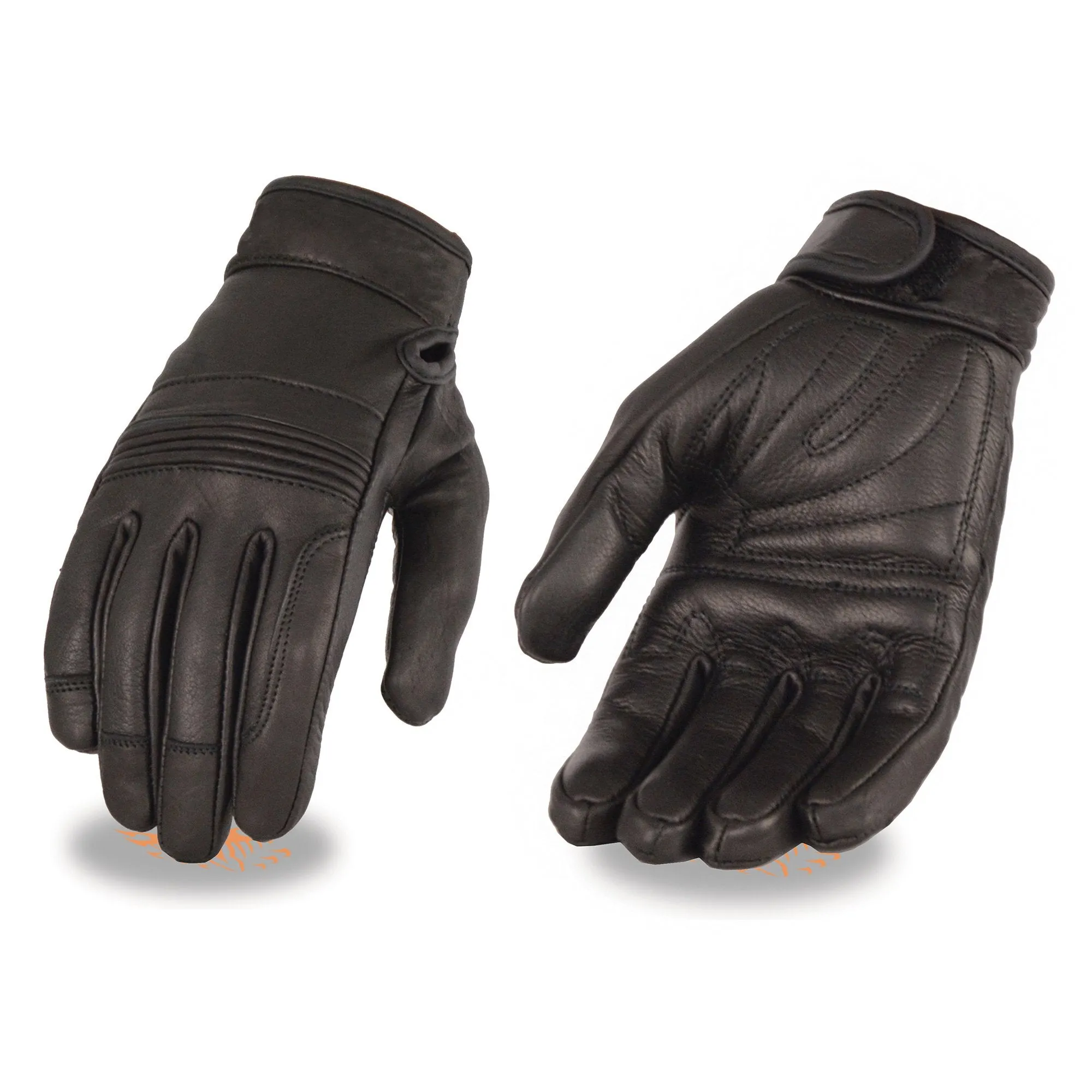 MG7735 Women's 'Flex Knuckles' Black Premium Leather Gloves with Gel Palms
