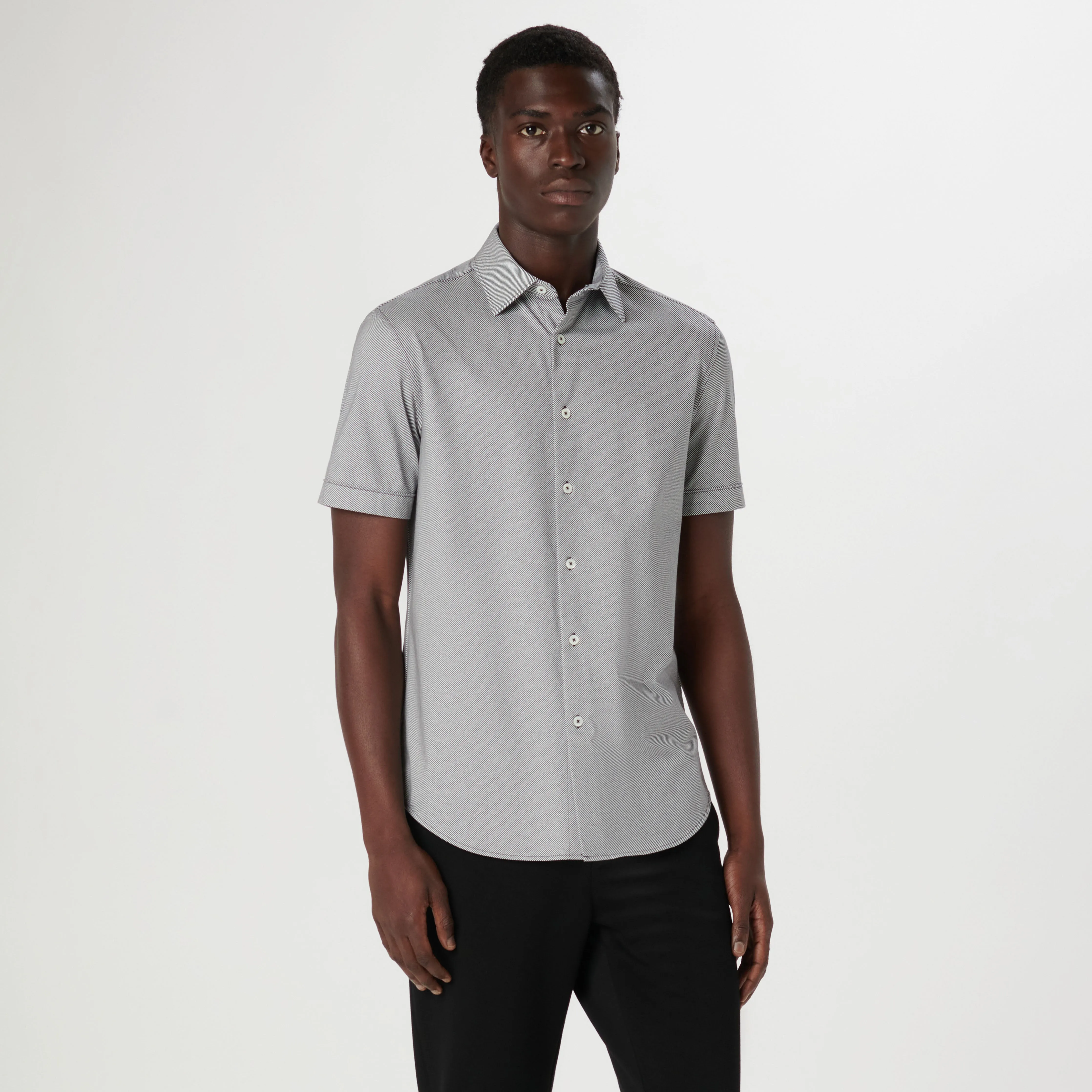 Miles Diagonal Pin Stripe OoohCotton Short Sleeve Shirt