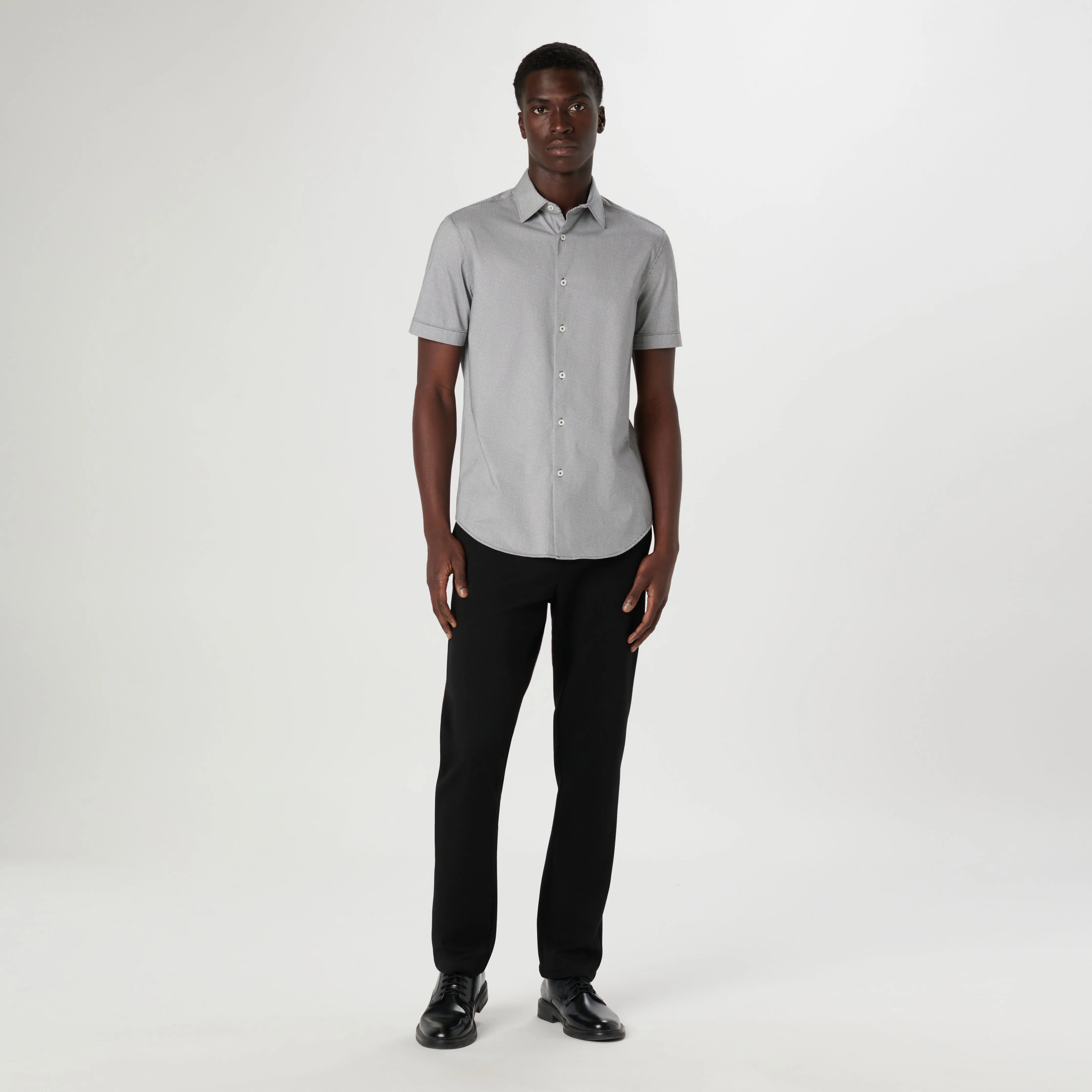 Miles Diagonal Pin Stripe OoohCotton Short Sleeve Shirt