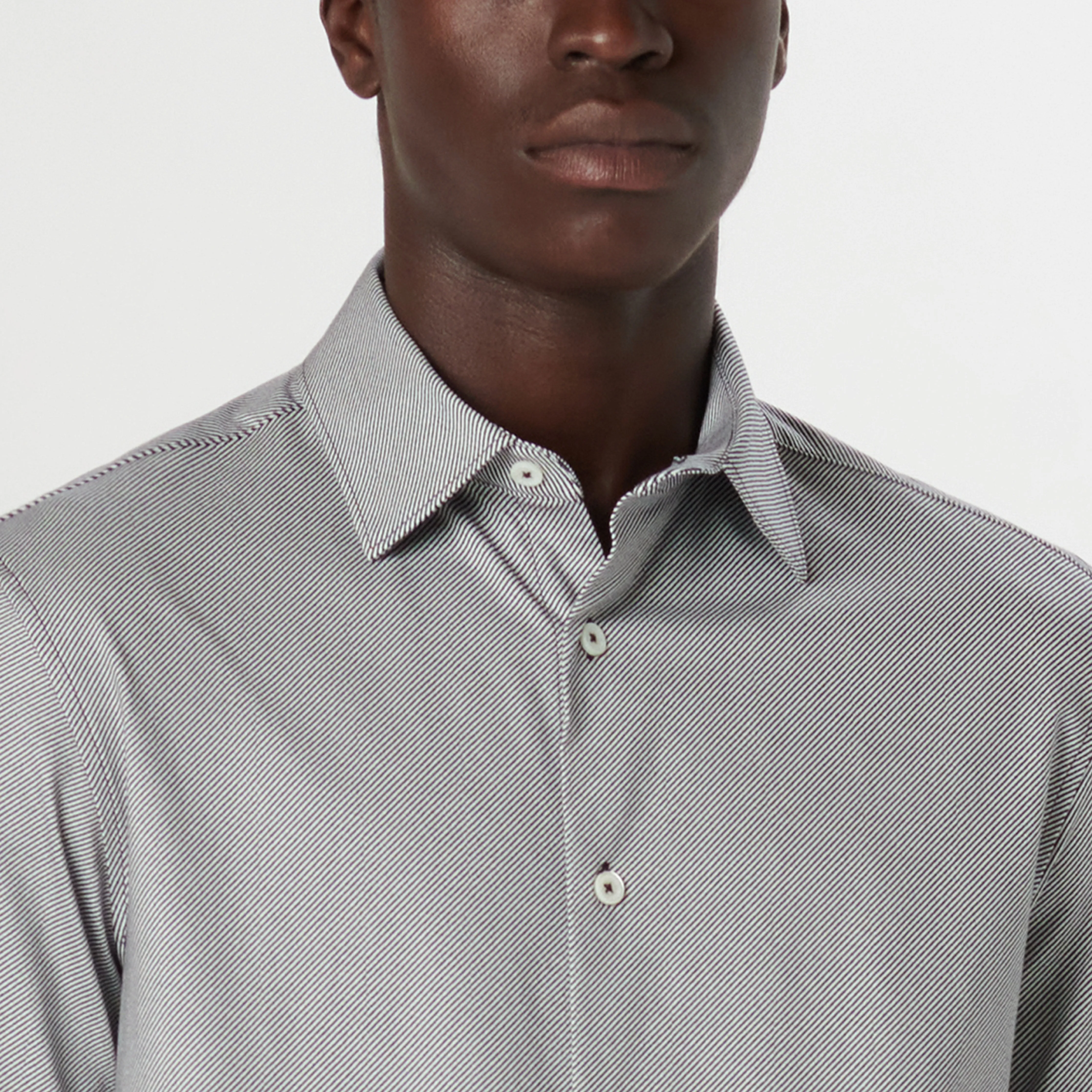 Miles Diagonal Pin Stripe OoohCotton Short Sleeve Shirt