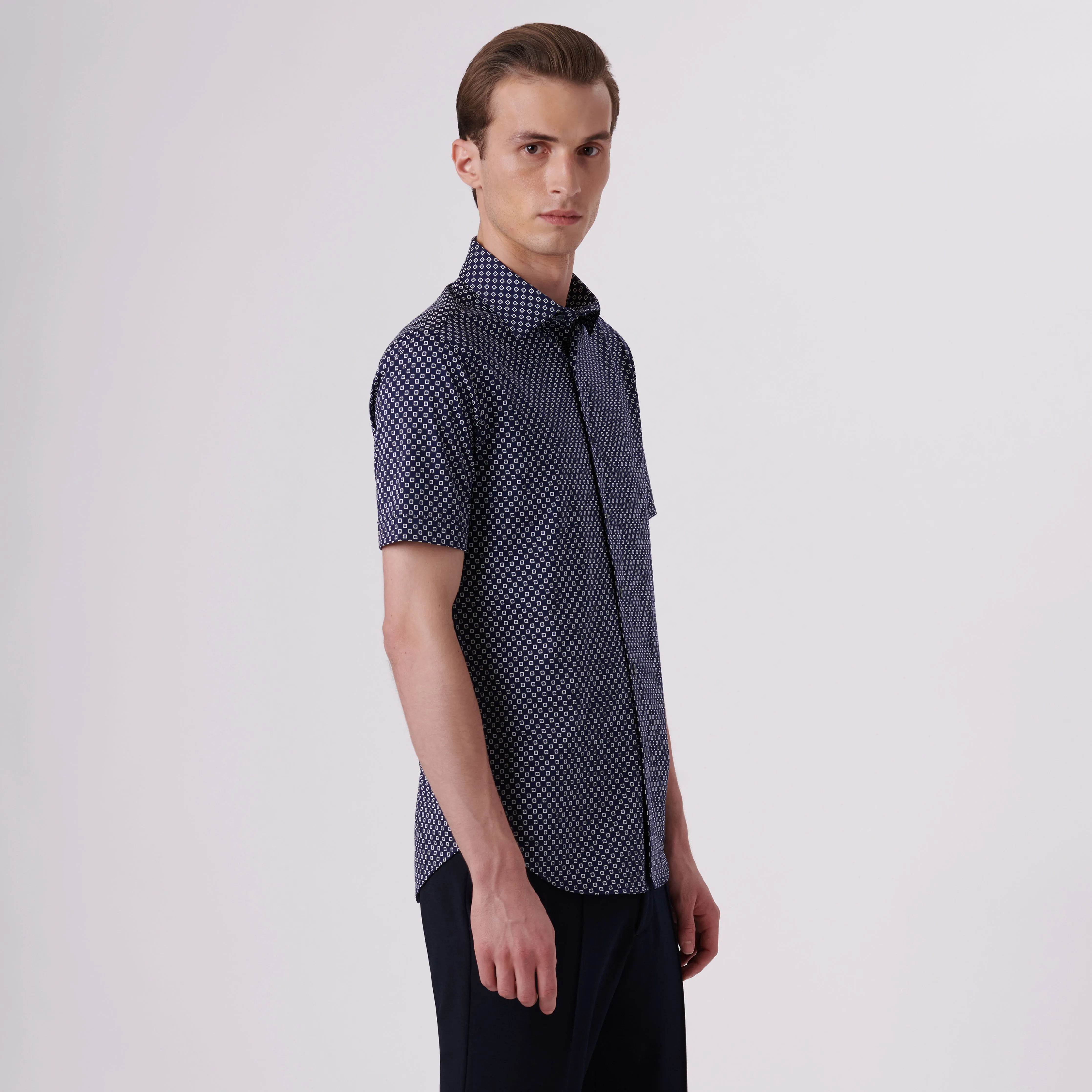 Miles Geometric Print OoohCotton Short Sleeve Shirt