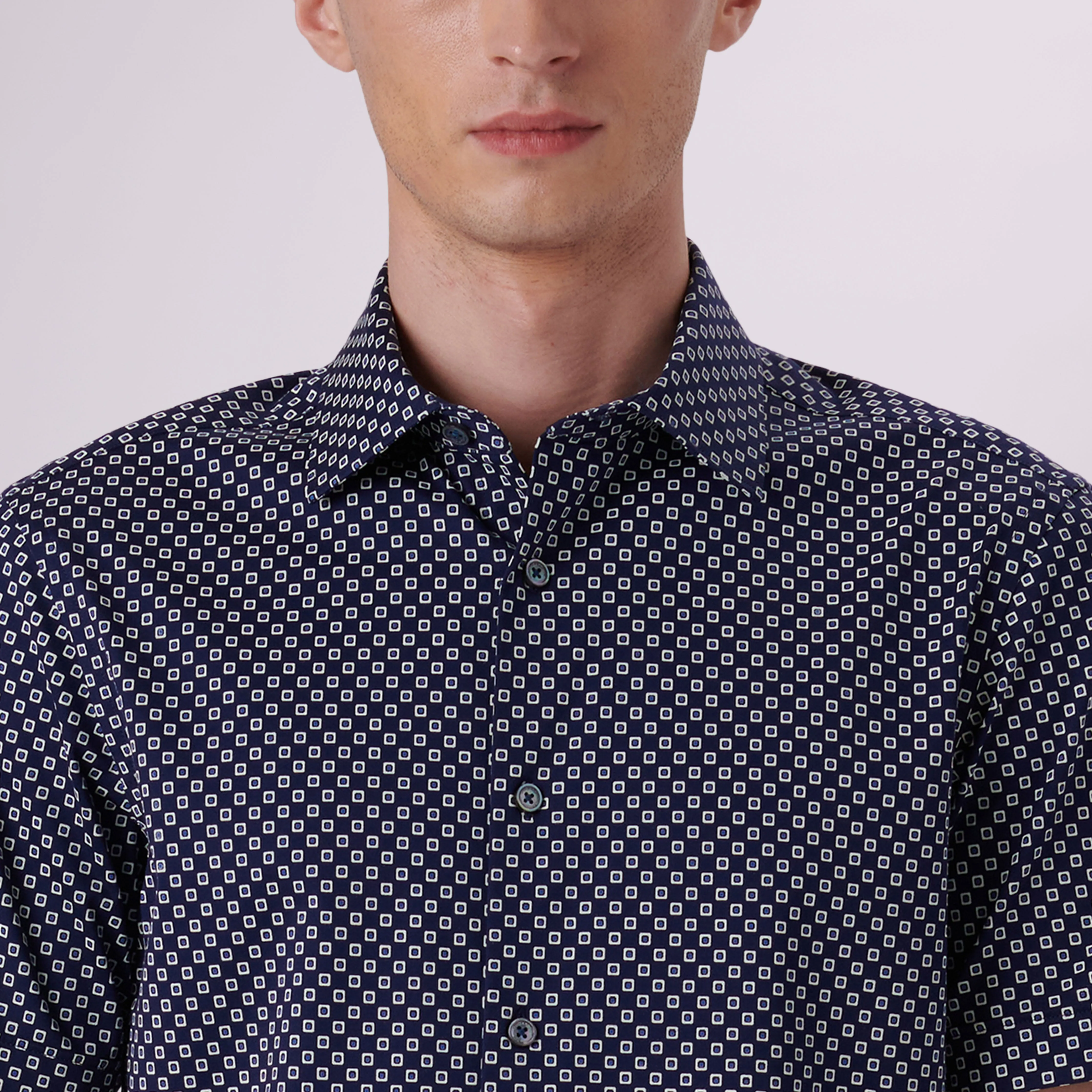 Miles Geometric Print OoohCotton Short Sleeve Shirt