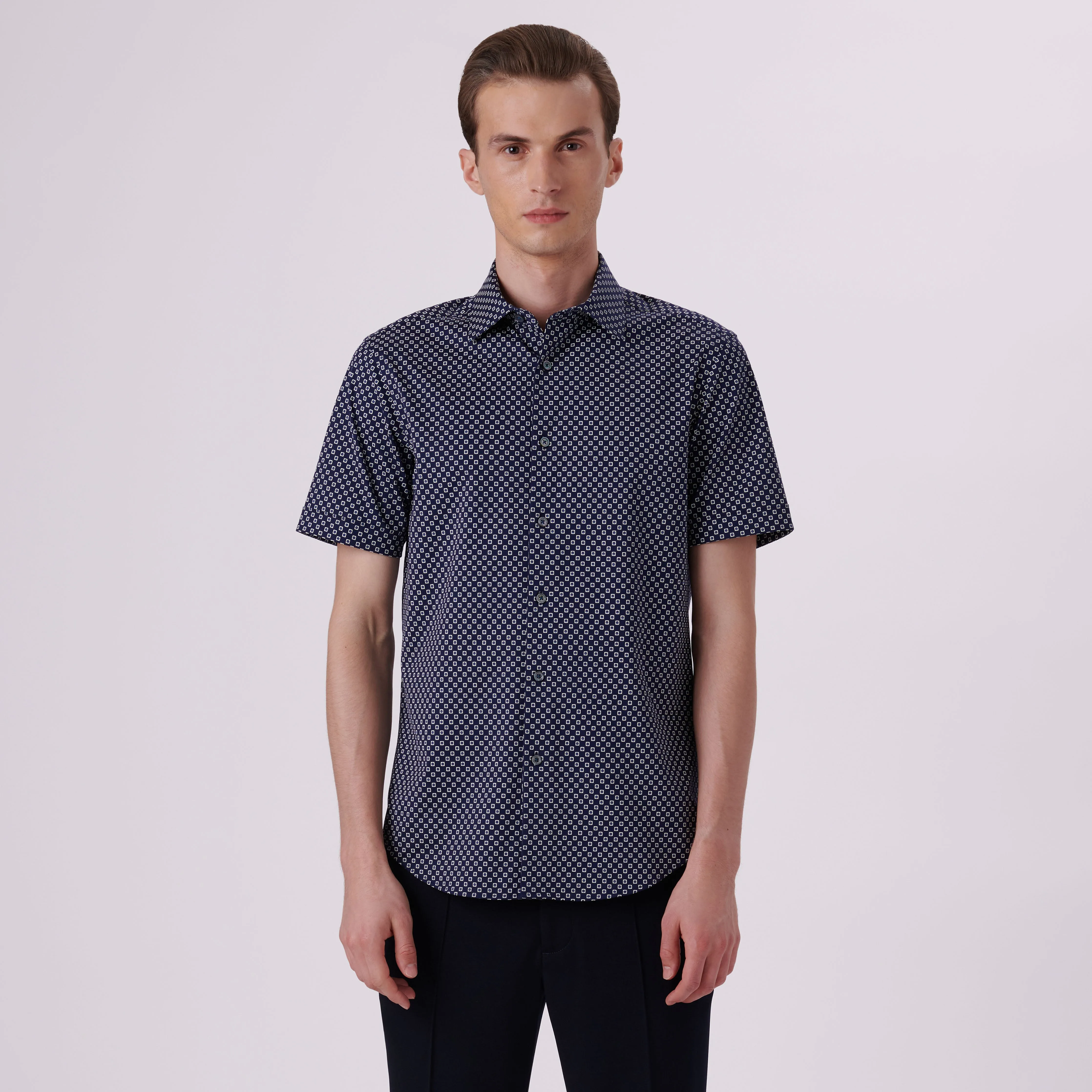 Miles Geometric Print OoohCotton Short Sleeve Shirt