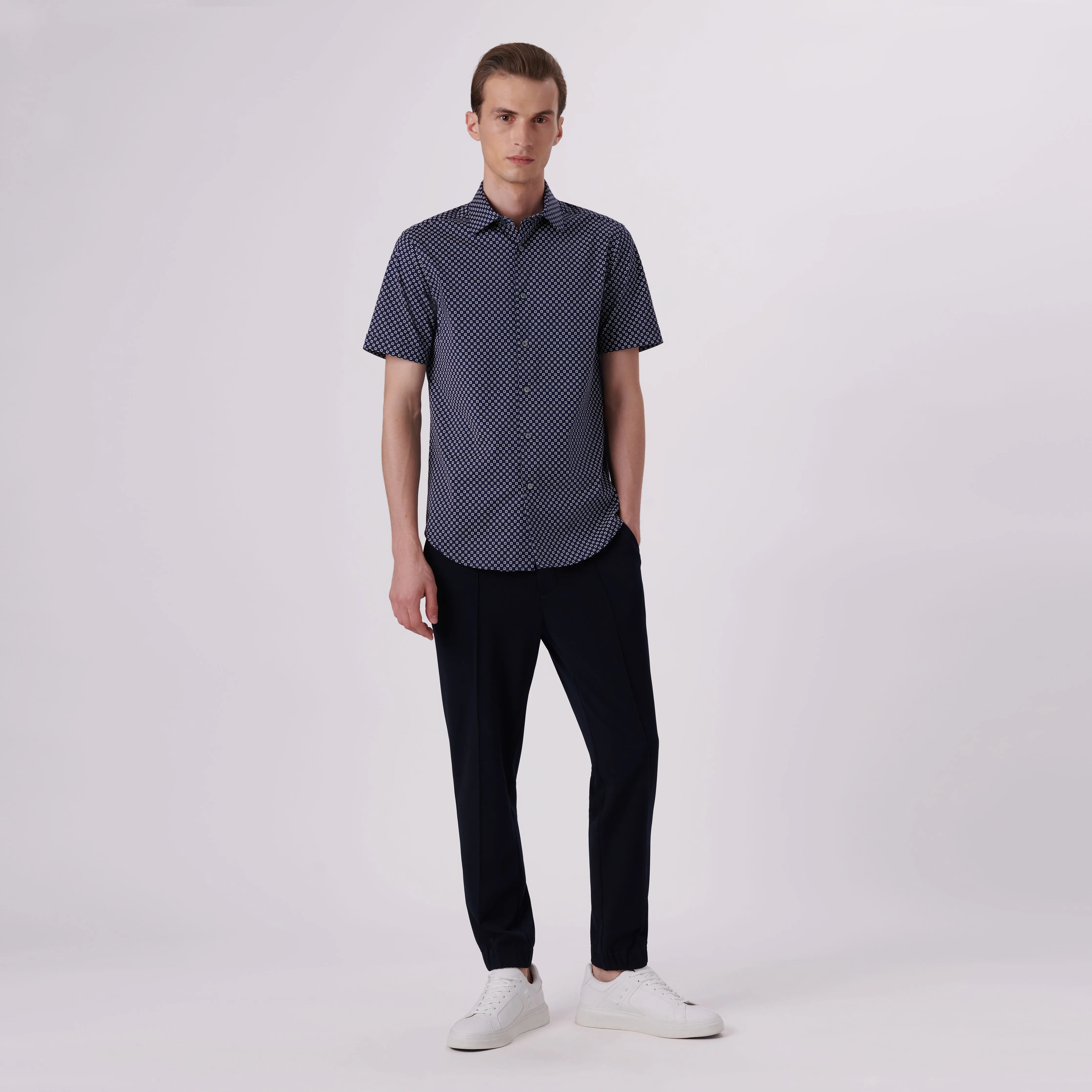 Miles Geometric Print OoohCotton Short Sleeve Shirt