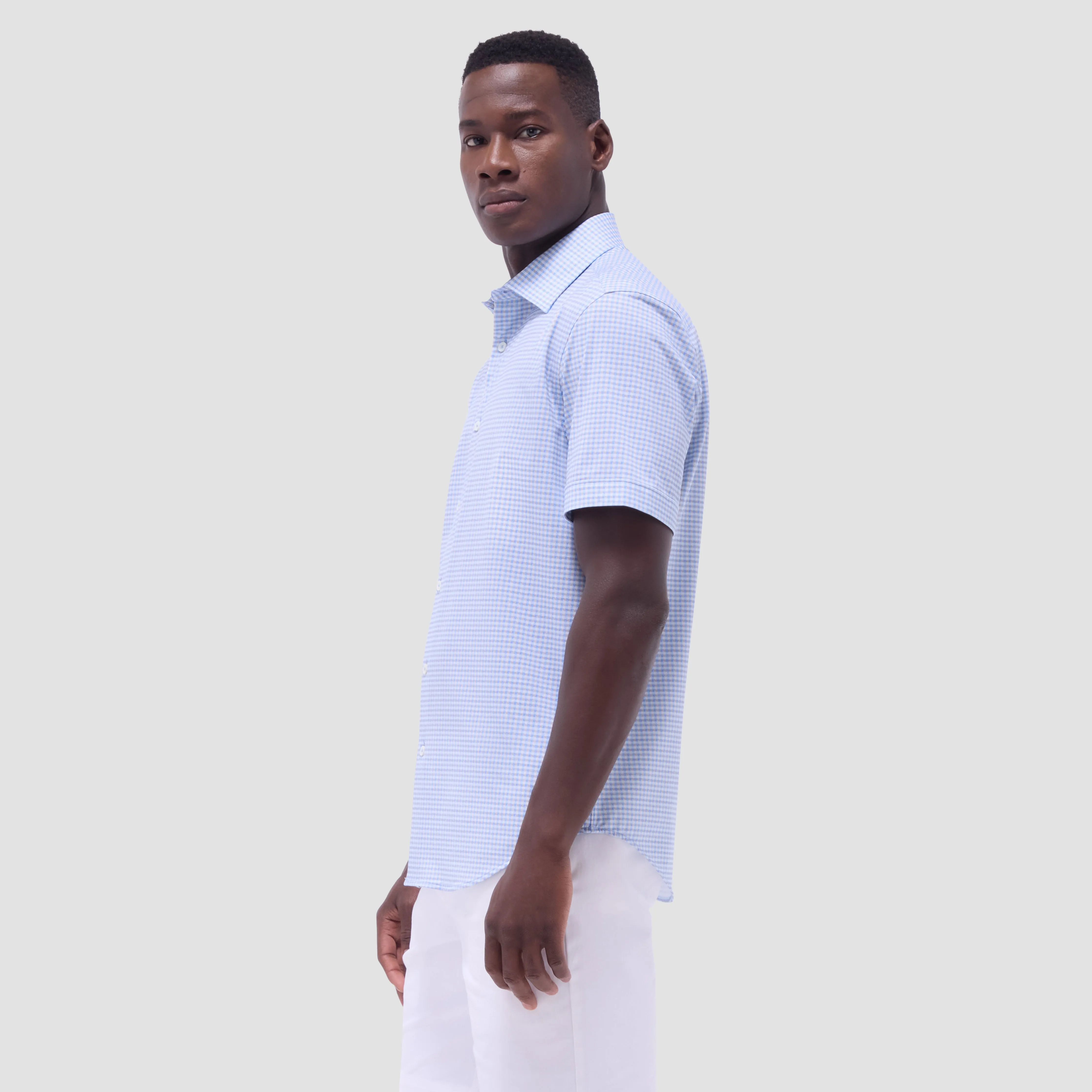 Miles Gingham Check OoohCotton Short-Sleeve Shirt
