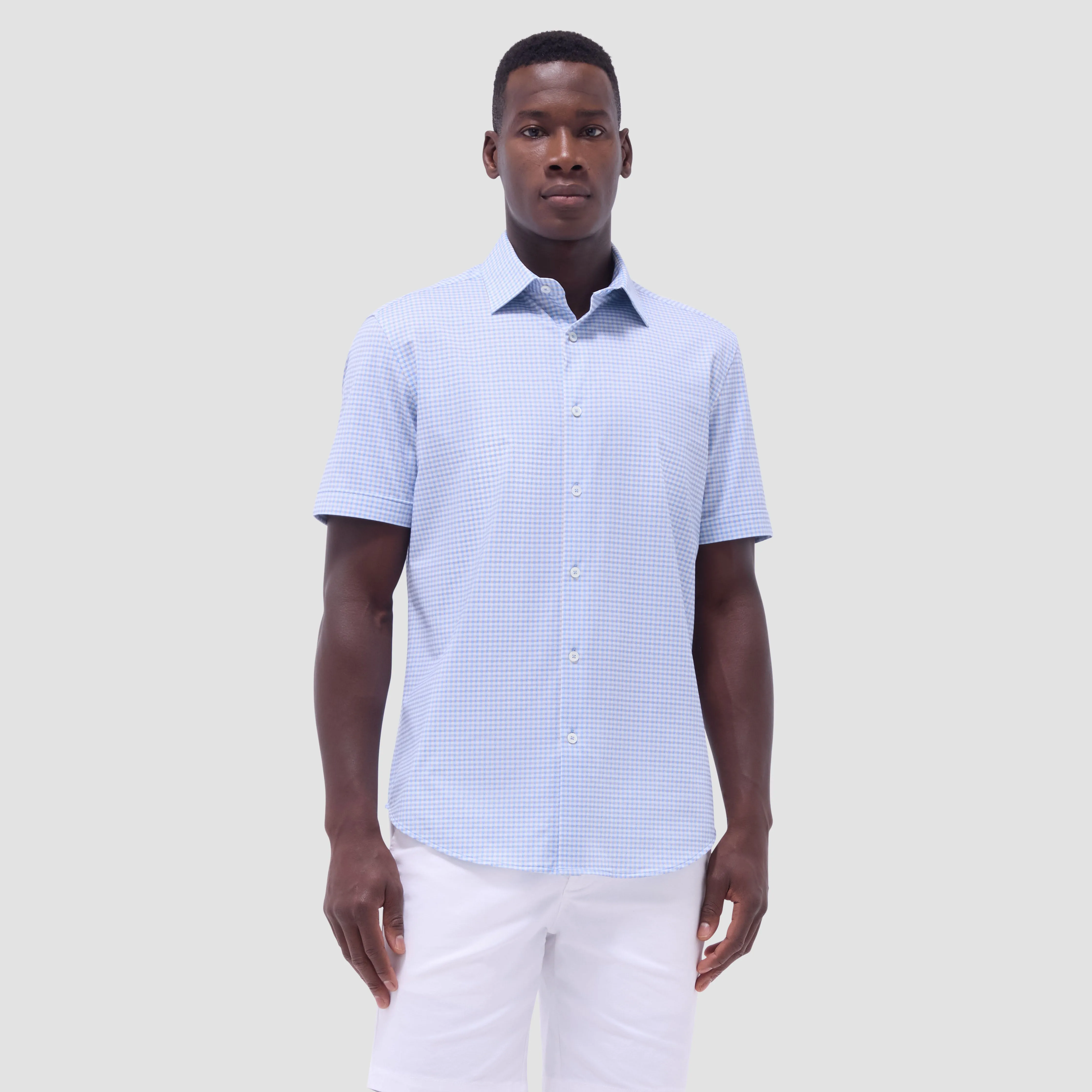 Miles Gingham Check OoohCotton Short-Sleeve Shirt