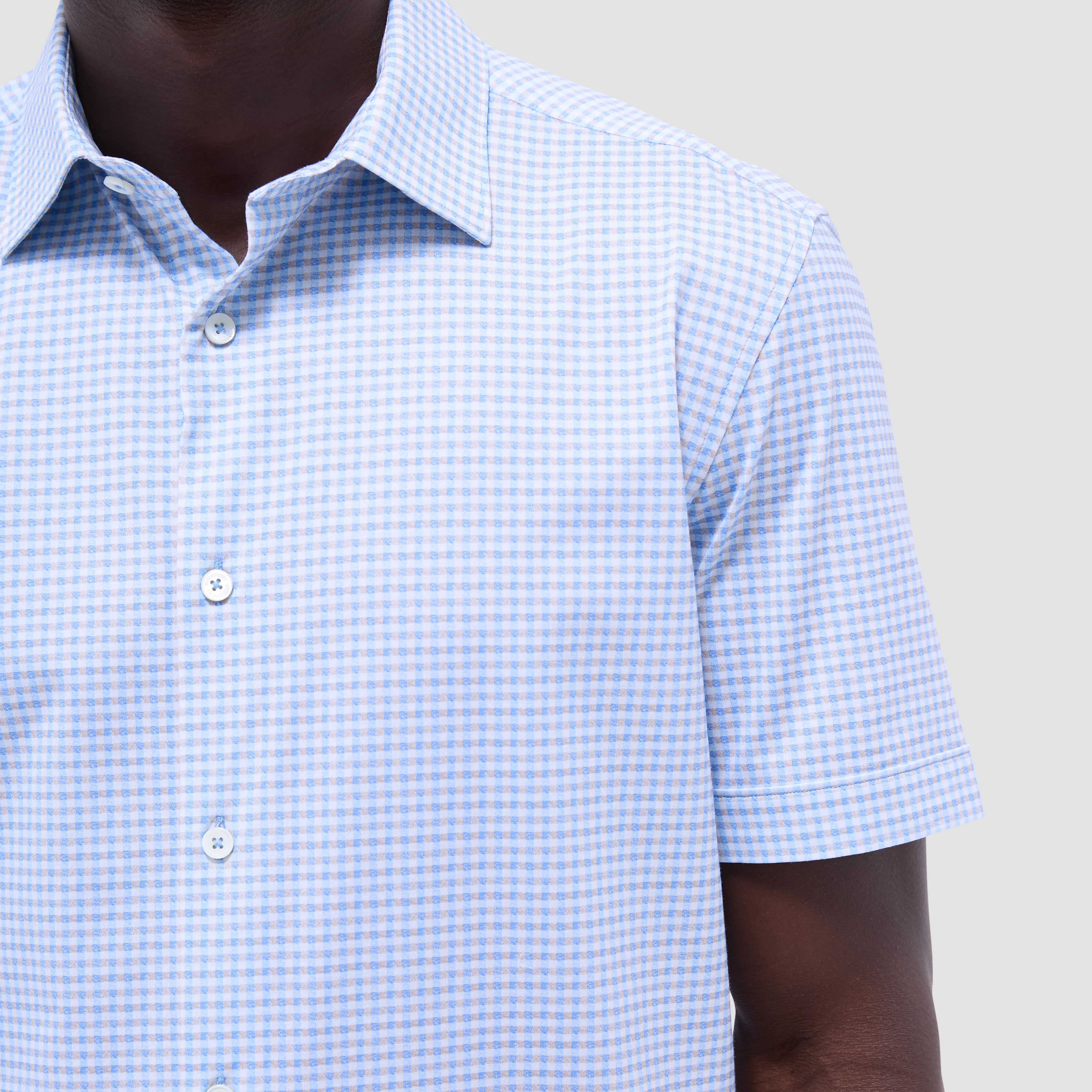Miles Gingham Check OoohCotton Short-Sleeve Shirt