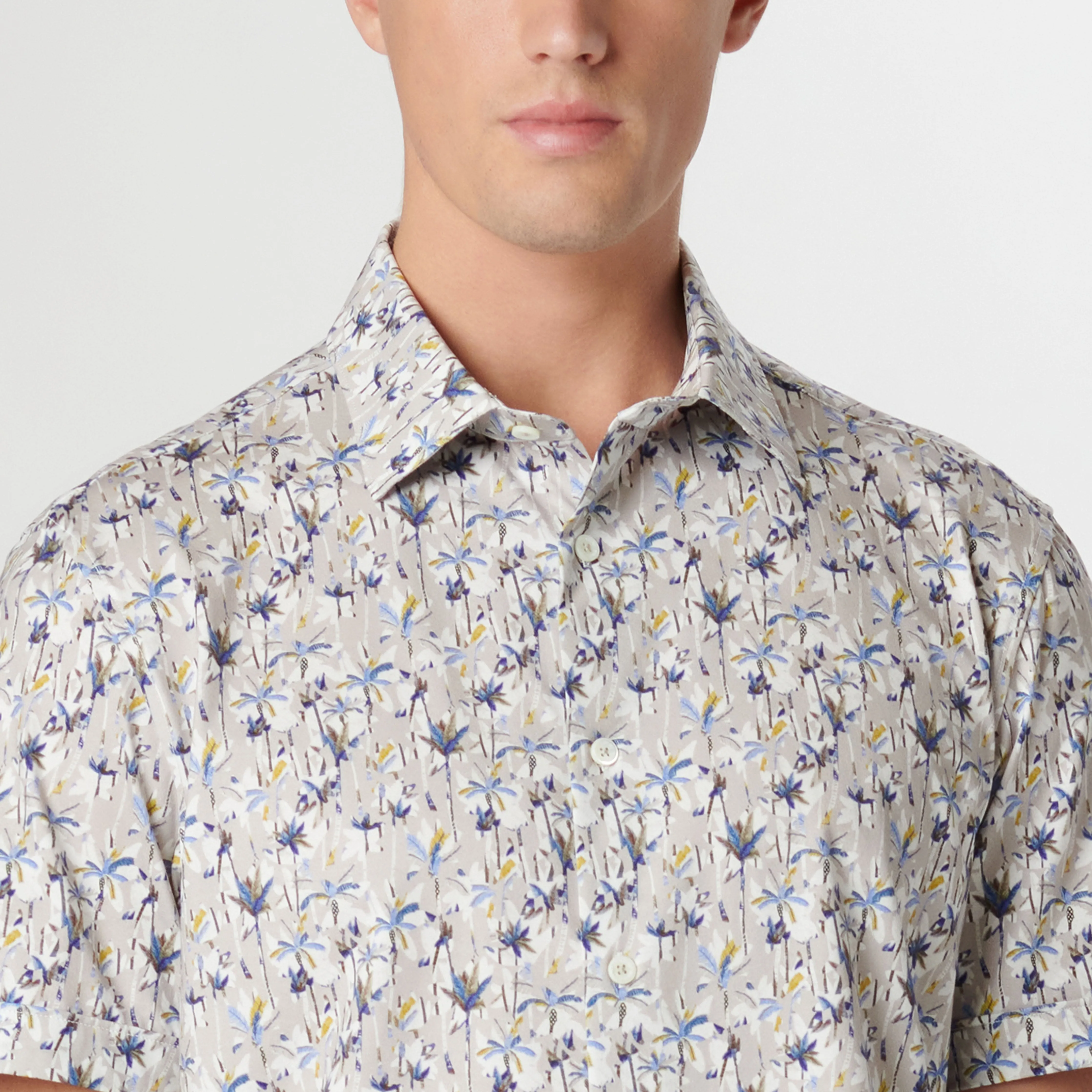 Miles Leaf Print OoohCotton Short Sleeve Shirt